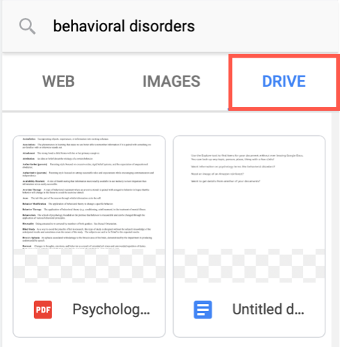 Список подходящих файлов из Google Drive по запросу