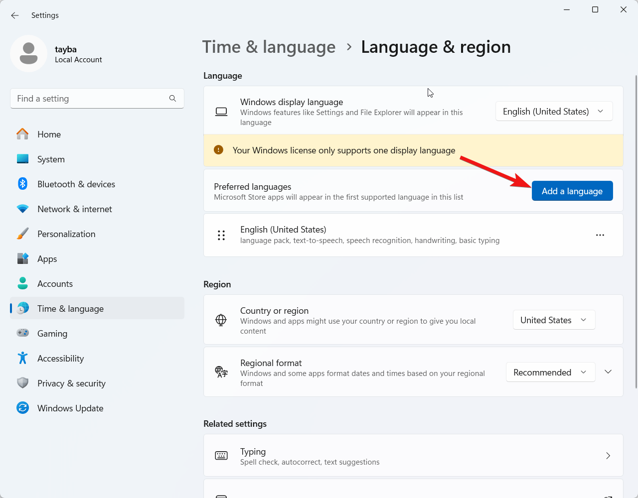 Нажмите Добавить язык для повторной установки