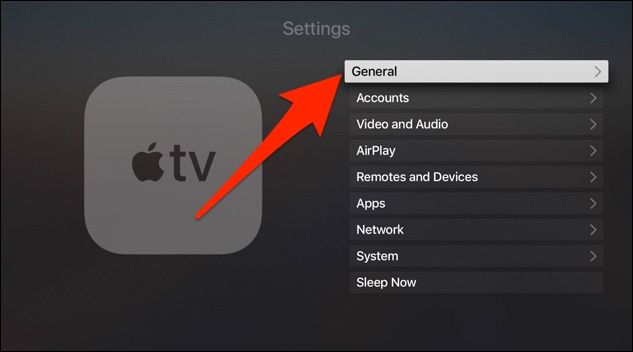 Меню Apple TV с пунктом 