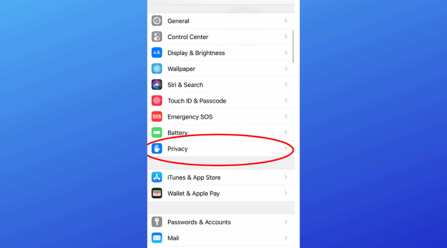 Настройки конфиденциальности iPhone