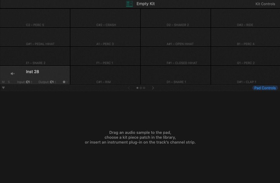 Drum Grid в Drum Machine Designer в Logic Pro