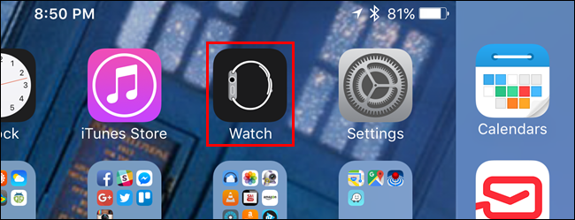 Открытие приложения Watch на iPhone