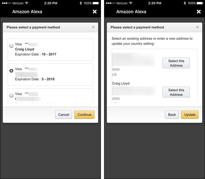 Выбор адреса доставки для голосовых покупок