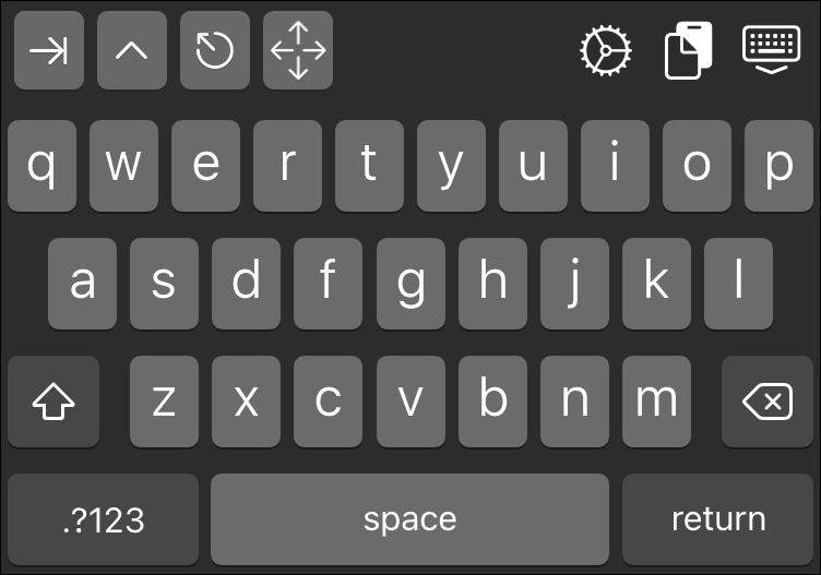 Скриншот: клавиатура iSH с дополнительными кнопками