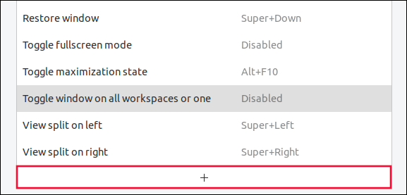Кнопка Добавить внизу списка сочетаний