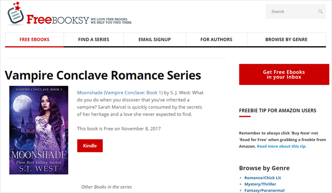 Freebooksy удобная навигация по жанрам и сериям бесплатных книг