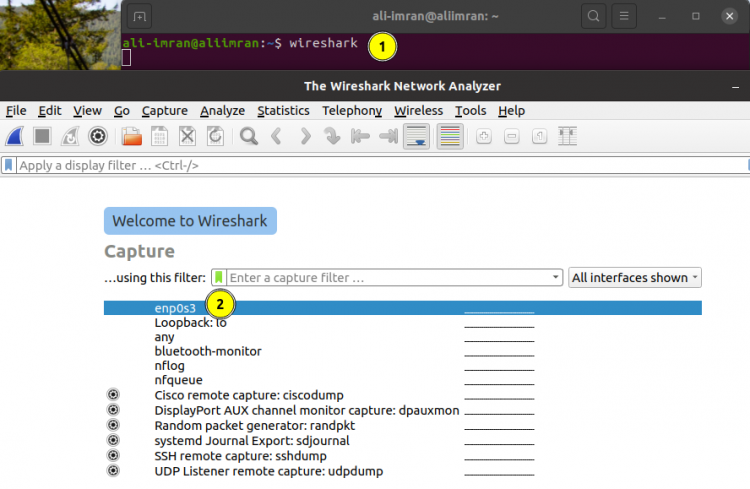 Список интерфейсов в Wireshark