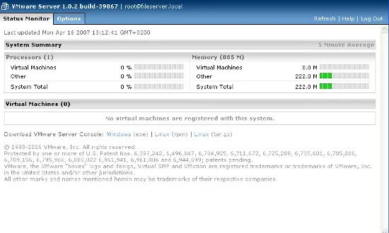 Детали виртуальной машины: конфигурация и подключённые пользователи