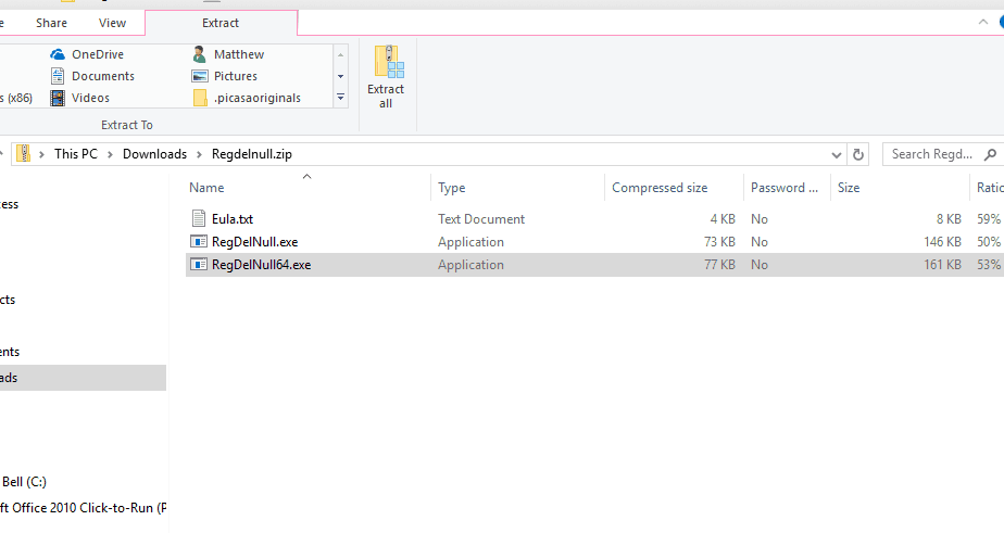 Скачанный ZIP и окно извлечения в Проводнике