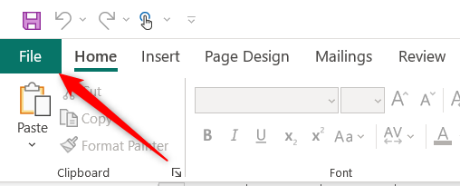 Вкладка «Файл» в ленте Publisher