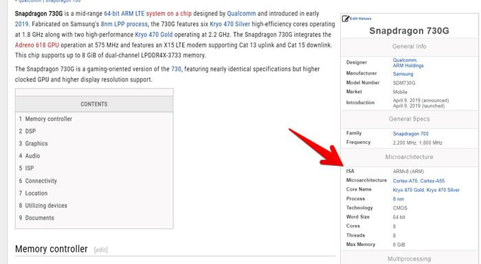 Информация об ISA в деталях процессора