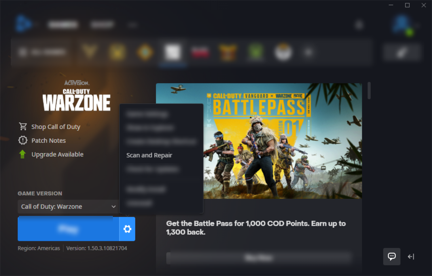 Проверка и восстановление игры через Battle.net