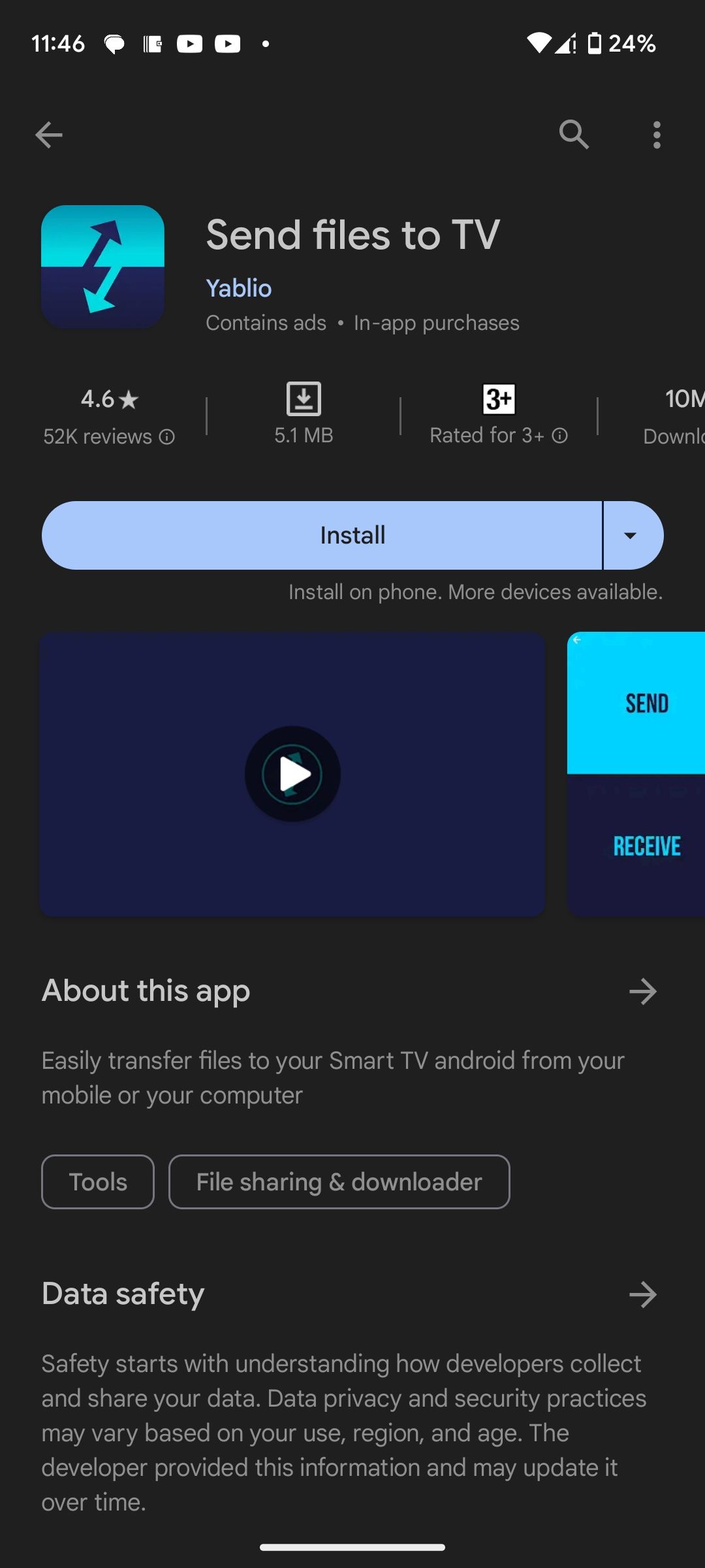 Передача файлов между Android и Google TV