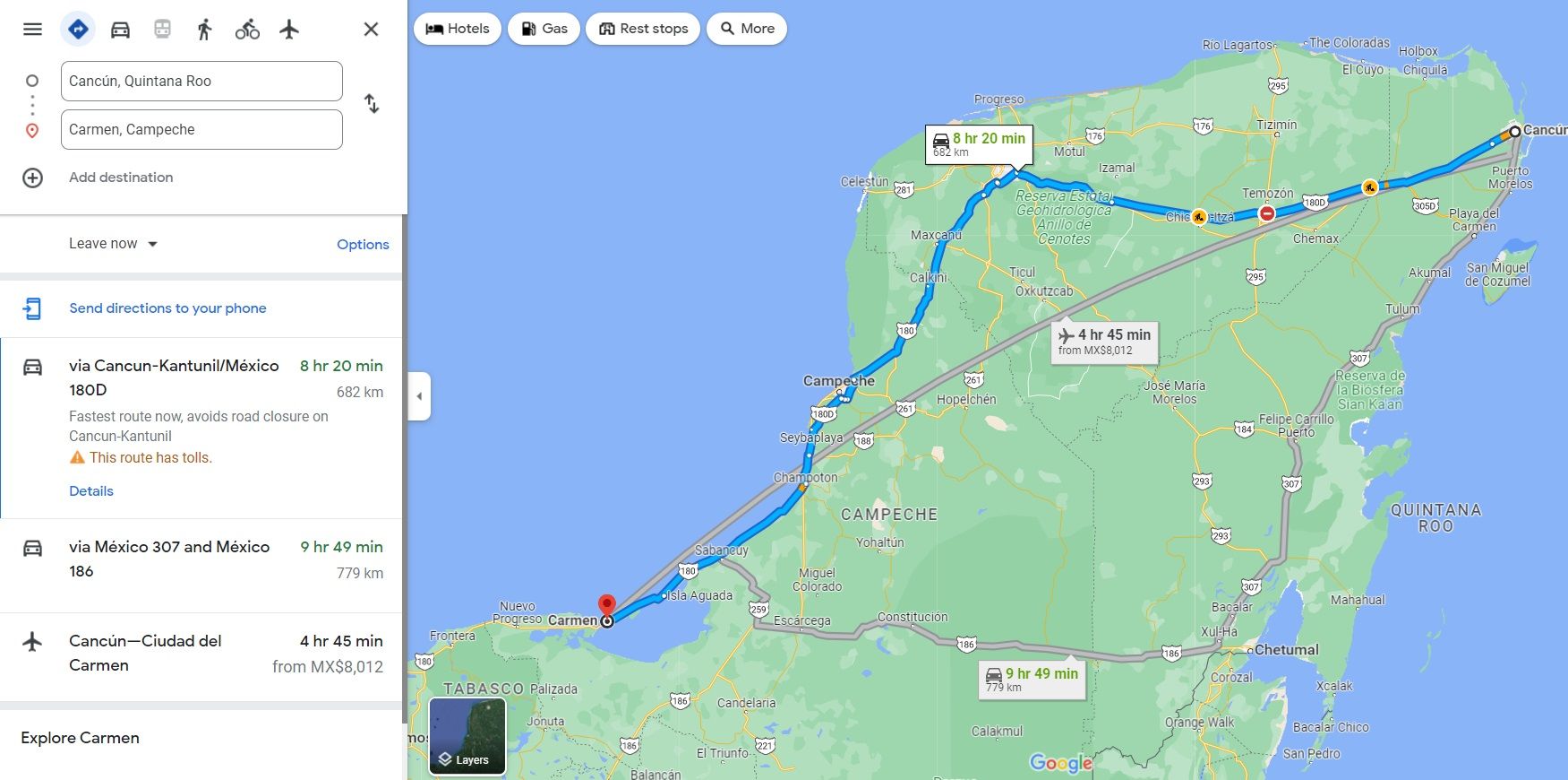 Маршруты до метки в Google Maps