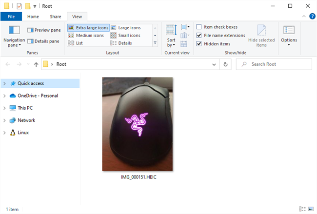 HEIC‑файл с корректной миниатюрой в Проводнике.
