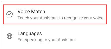 Настройки Voice Match
