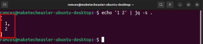 Терминал: строка текста, преобразованная в JSON-массив