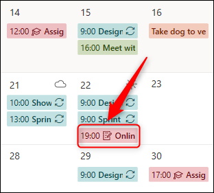 An appointment showing the automatically applied charm.