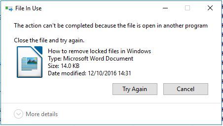 LockHunter показывает процессы, блокирующие файл