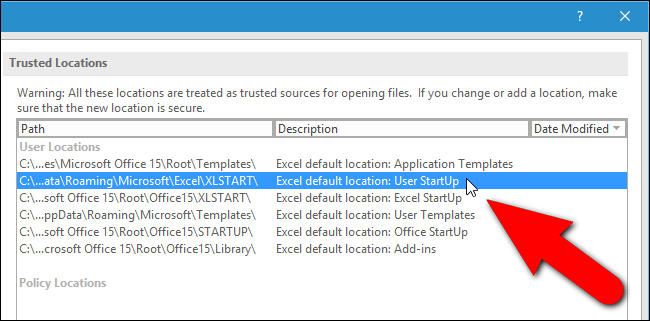 Выбор расположения User StartUp