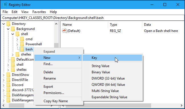 Создание под‑ключа command для команды запуска