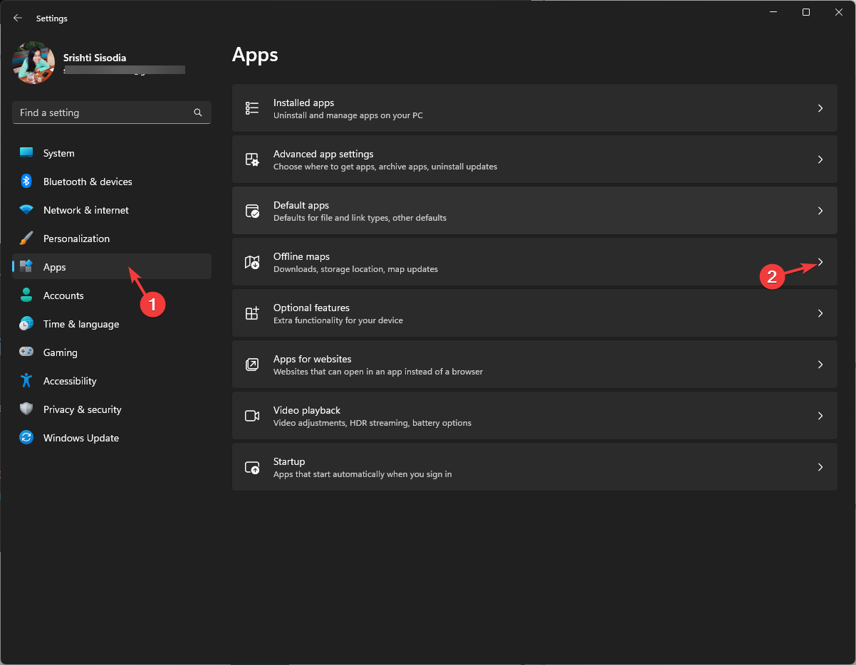 Приложения — Офлайн‑карты в Windows 11