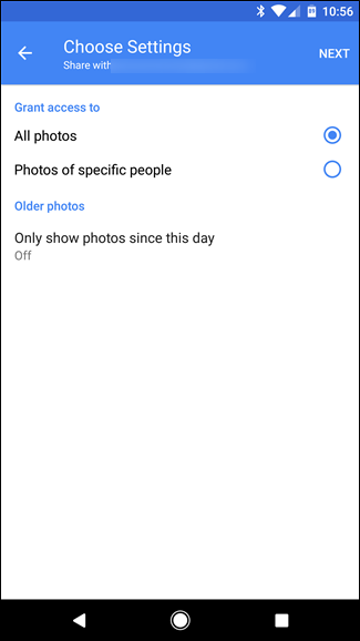 Выбор параметров: все фото, по людям, с даты