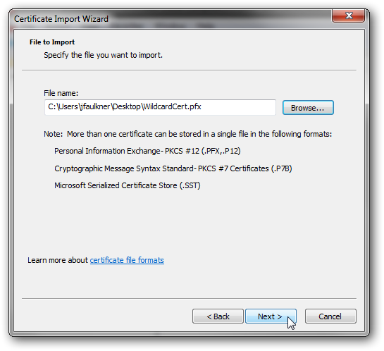 Выбор PFX файла на клиенте