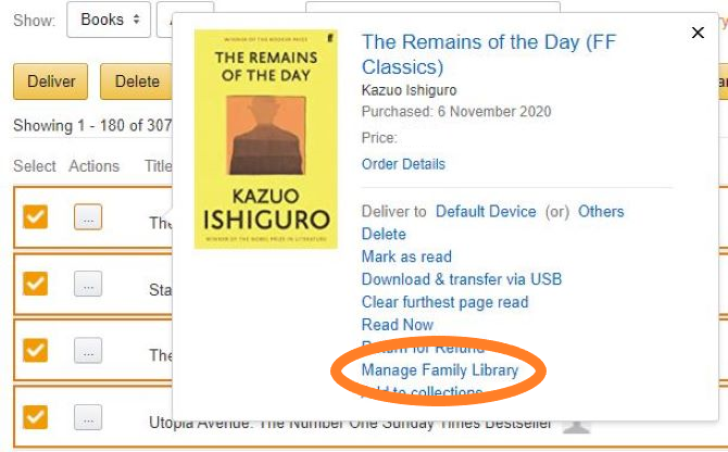 Окно управления отдельными книгами для Family Library