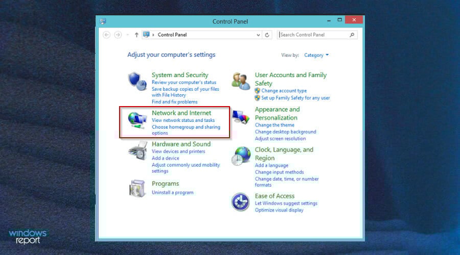 Настройки общего доступа в Панели управления