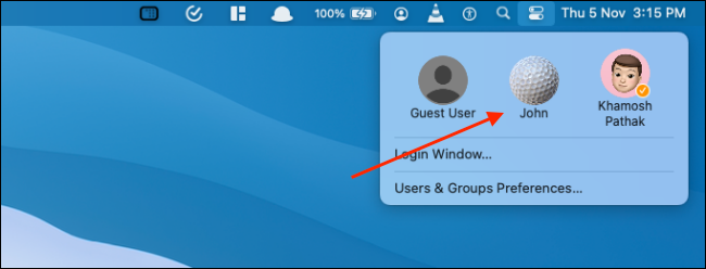 Модуль быстрой смены пользователя в Control Center