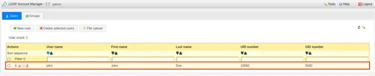 Список пользователей в LAM
