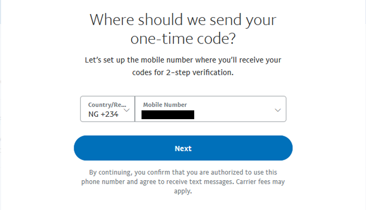 PayPal: кнопка «Set It Up» для SMS-кода