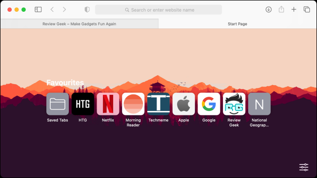 Safari Start Page with Background Image