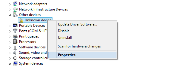 Свойства Неизвестного устройства