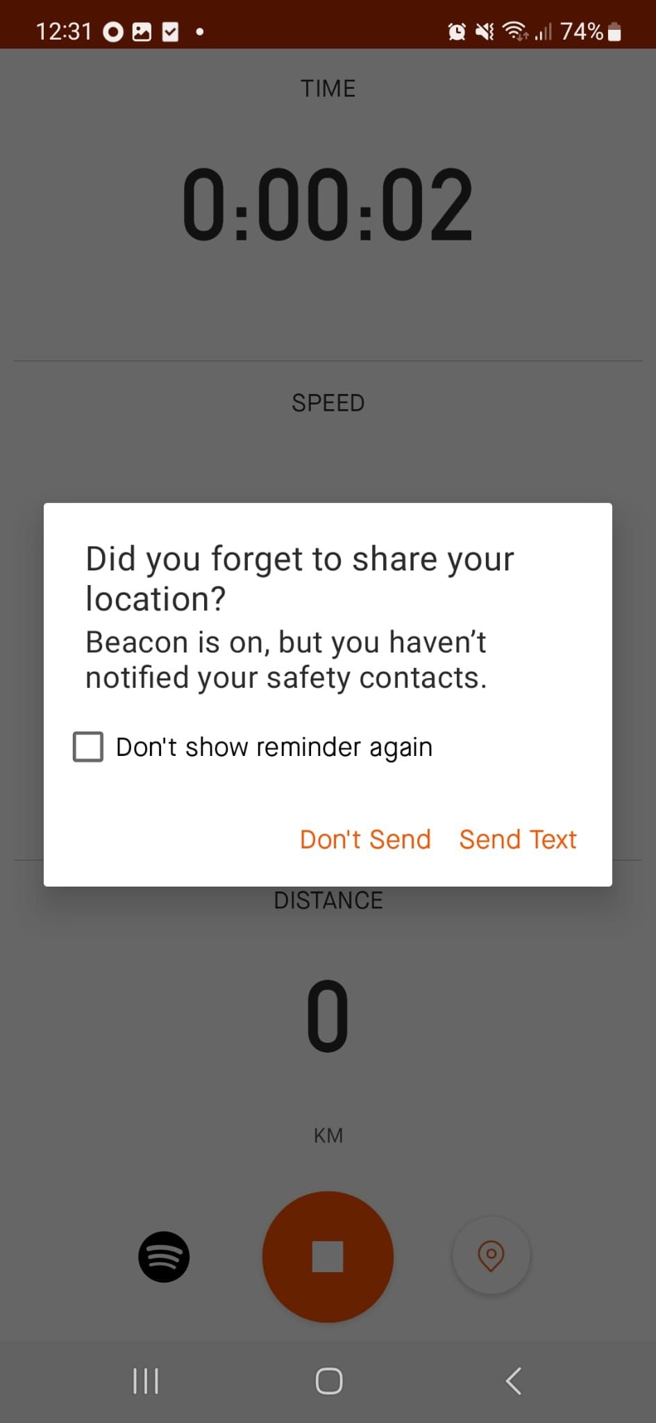 Отправьте местоположение с помощью Beacon в Strava