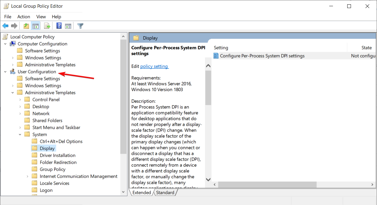Раздел User Configuration в редакторе локальной групповой политики