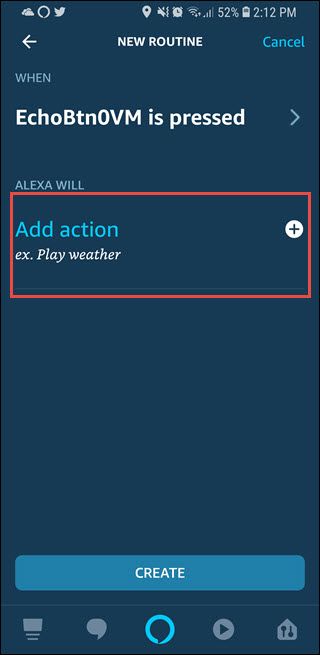 Экран выбора действий для рутины