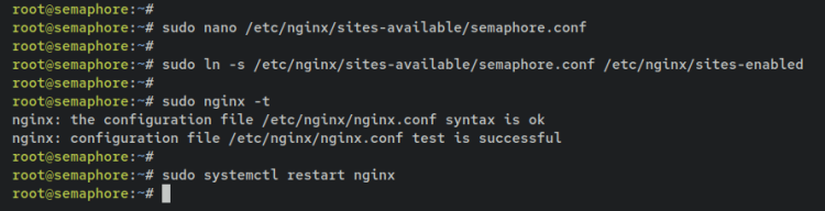 Настройка Nginx для Semaphore