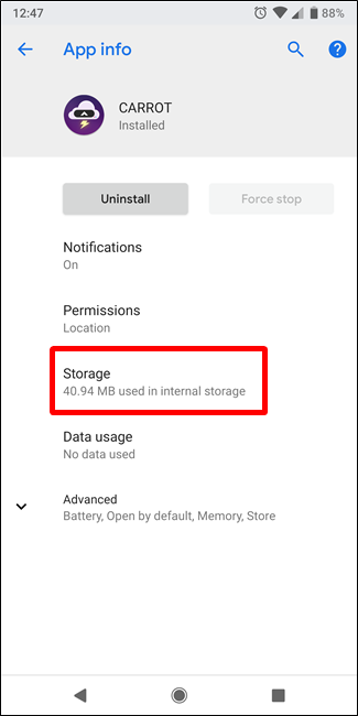Кнопка «Очистить кэш» в настройках приложения