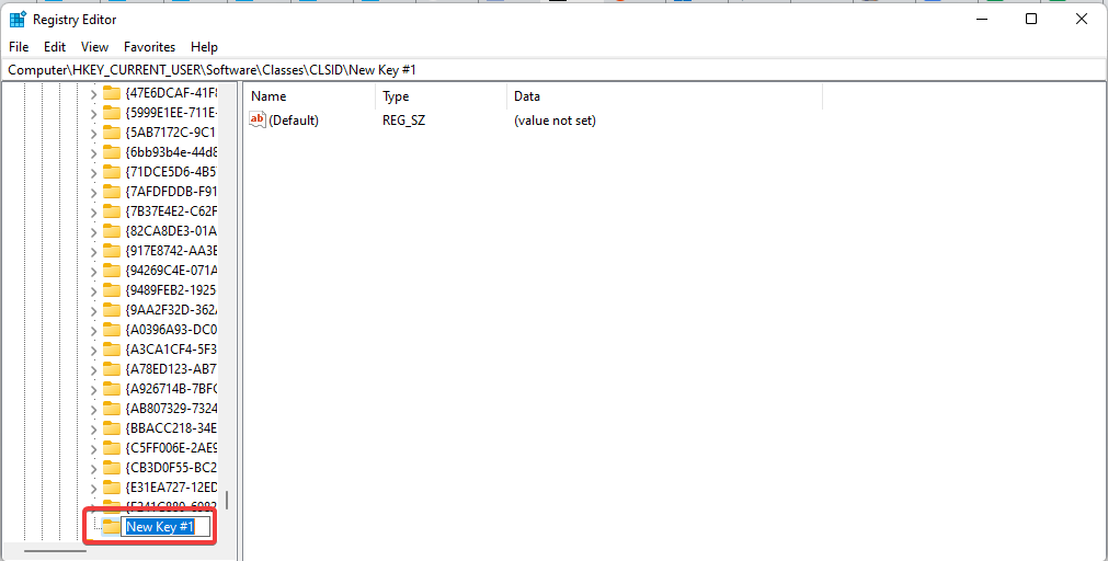 Переименование ключа CLSID