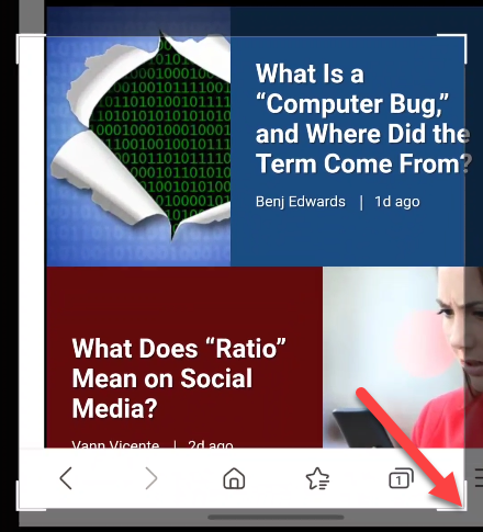 Обрезка скриншота — выделение углов