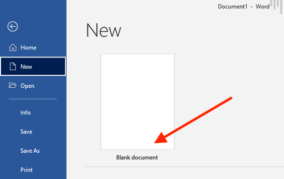 Создать новый пустой документ в Microsoft Word