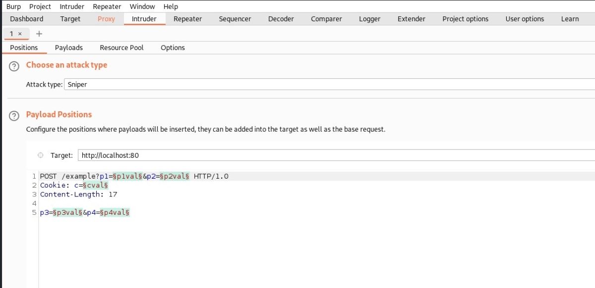 Выбор типа атаки в Burp Suite Intruder
