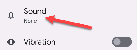 Параметр выбора звука уведомлений