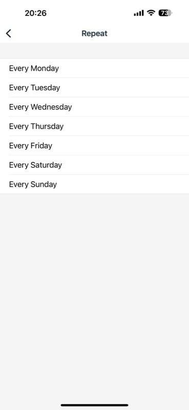 alarm repeat options in the fitbit app