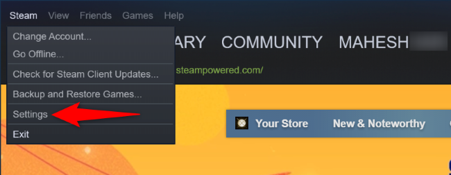 Выберите Steam > Настройки.