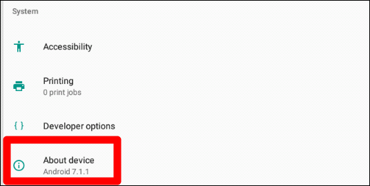 Скриншот раздела О устройстве с версией Android внизу