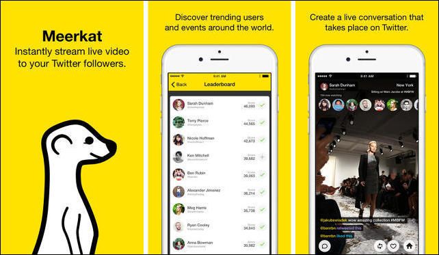 Трансляция пользователя Meerkat, комментарии и реакции в реальном времени
