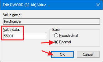 Подтверждение изменения порта RDP в реестре